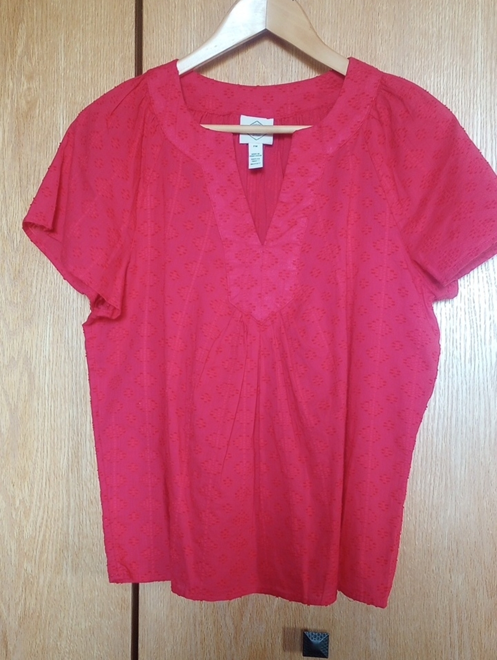 Red Cotton Textured Top